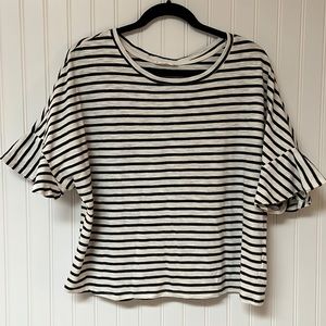 Talulah | Striped Ruffle Sleeve Tee | M